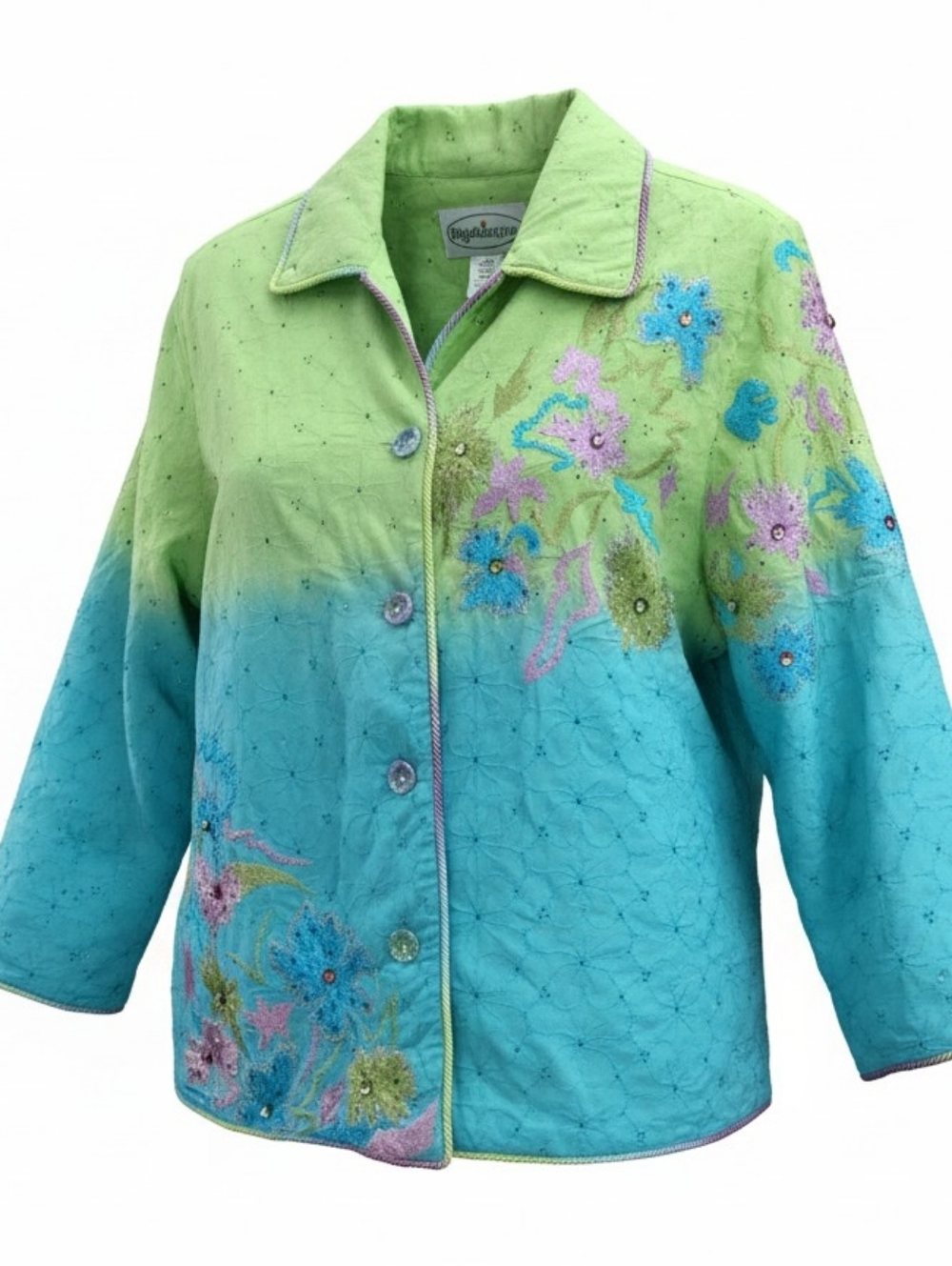 VINTAGE Patchington Jacket Women's Large Floral Long Sleeve Embroidered